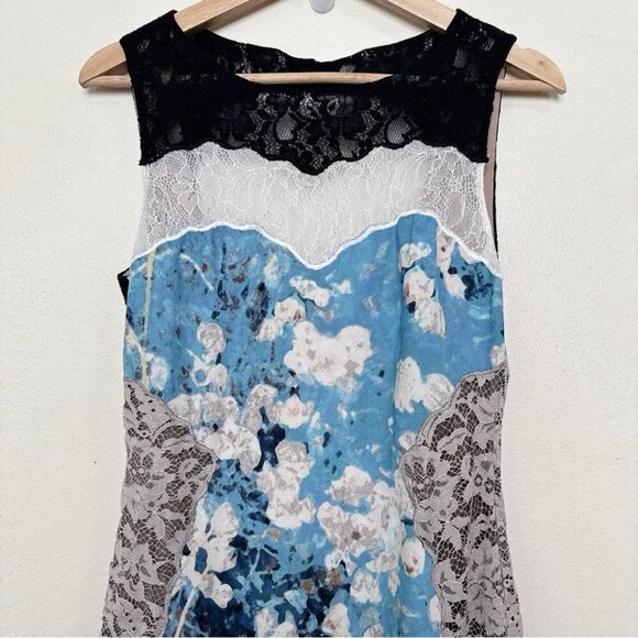 BCBGMAXAZRIA Womens 6 Tahiti Blue Combo Provence Sleeveless Open-Back Gown Maxi - Picture 5 of 15